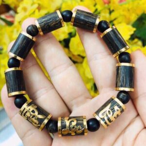 Vòng Tay Trầm Hương Đốt Trúc - Bọc Vàng Phúc Lộc Thọ