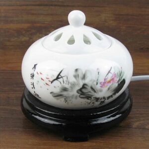 Lư Xông Trầm Hương, Tinh Dầu Bằng Điện Hẹn Giờ (Timer) - Lư Gốm Tráng Men Cao Cấp